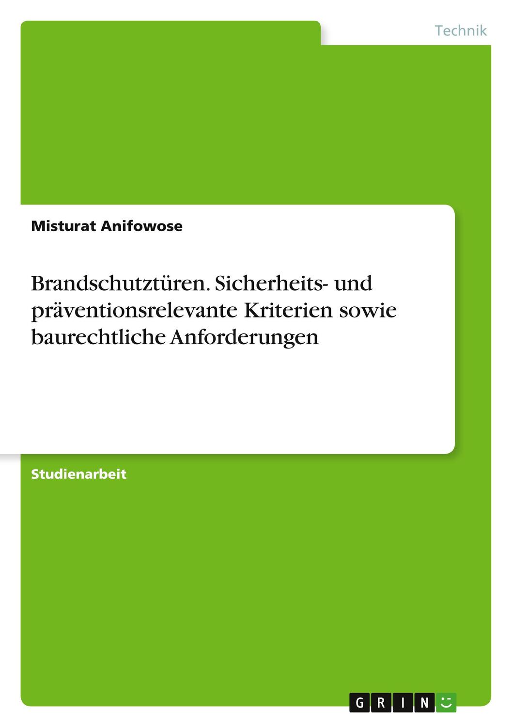 Cover: 9783346527165 | Brandschutztüren. Sicherheits- und präventionsrelevante Kriterien...