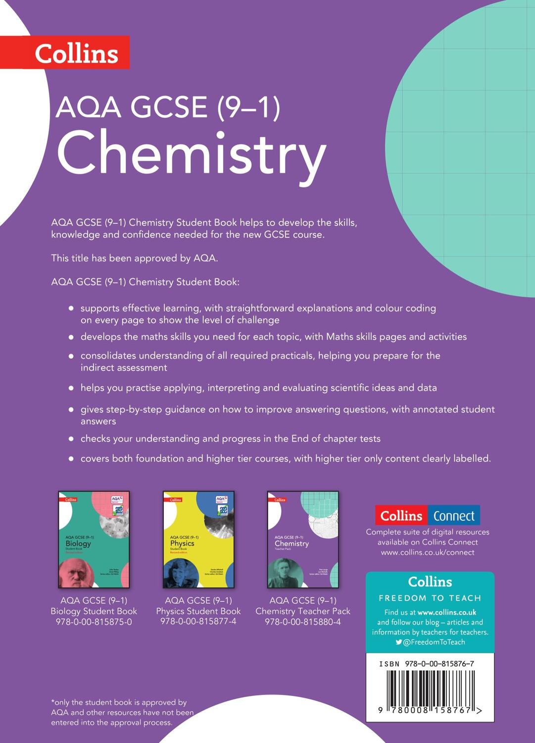 Rückseite: 9780008158767 | Collins GCSE Science - Aqa GCSE (9-1) Chemistry: Student Book | Buch