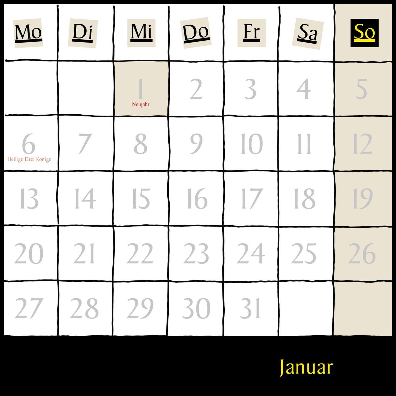 Bild: 9783830321736 | Uli Stein Schwarzer Kalender 2025: Monatskalender für die Wand | Stein