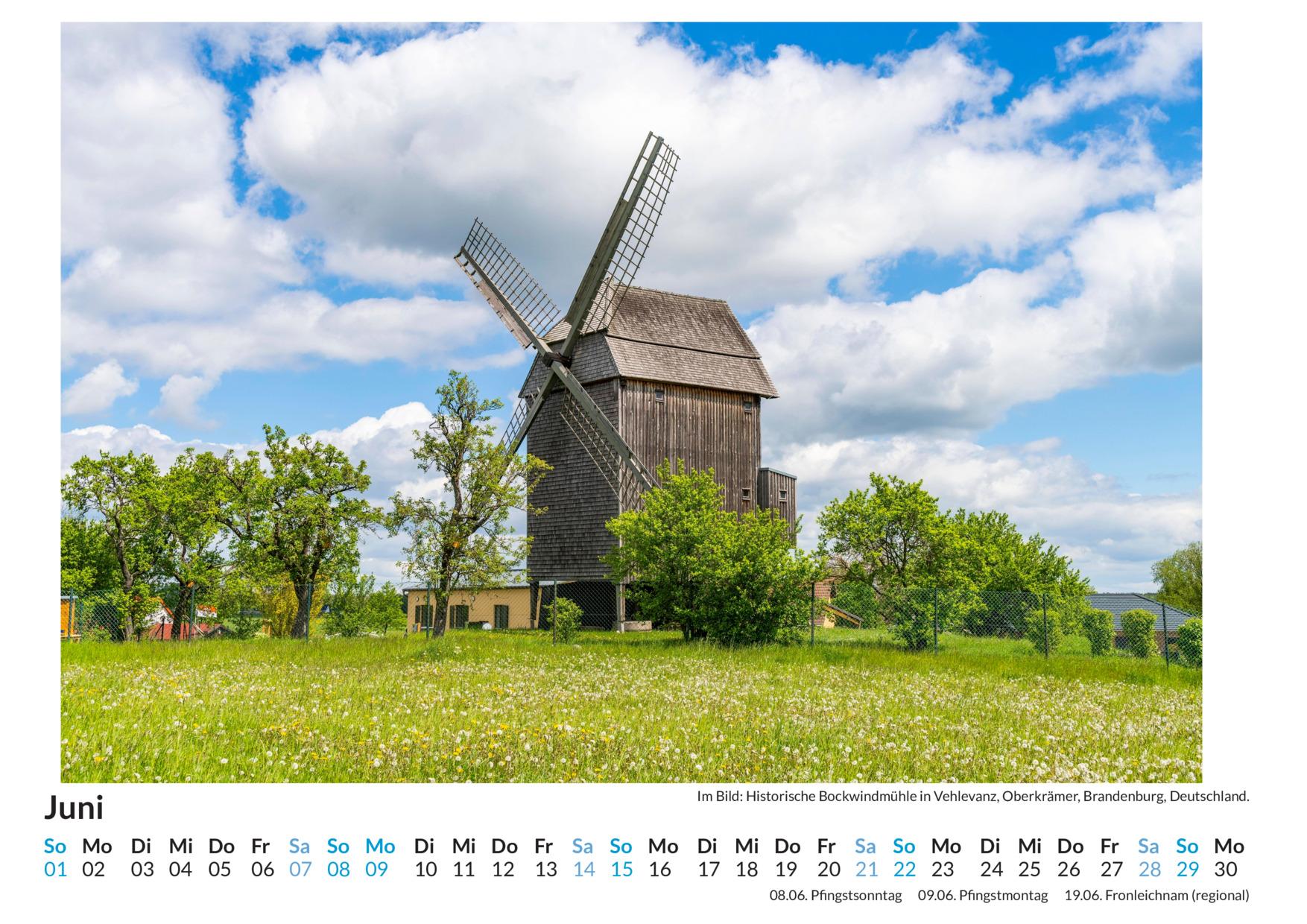 Bild: 9783759121547 | Windmühlen - (Wandkalender 2025, Kalender DIN A4 quer,...