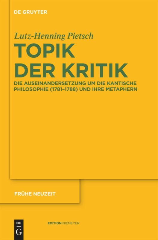 Cover: 9783110233674 | Topik der Kritik | Lutz-Henning Pietsch | Buch | ISSN | VI | Deutsch