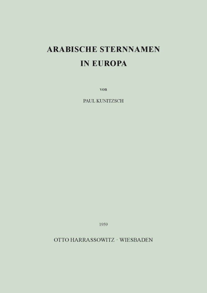 Cover: 9783447005494 | Arabische Sternnamen in Europa | Paul Kunitzsch | Taschenbuch
