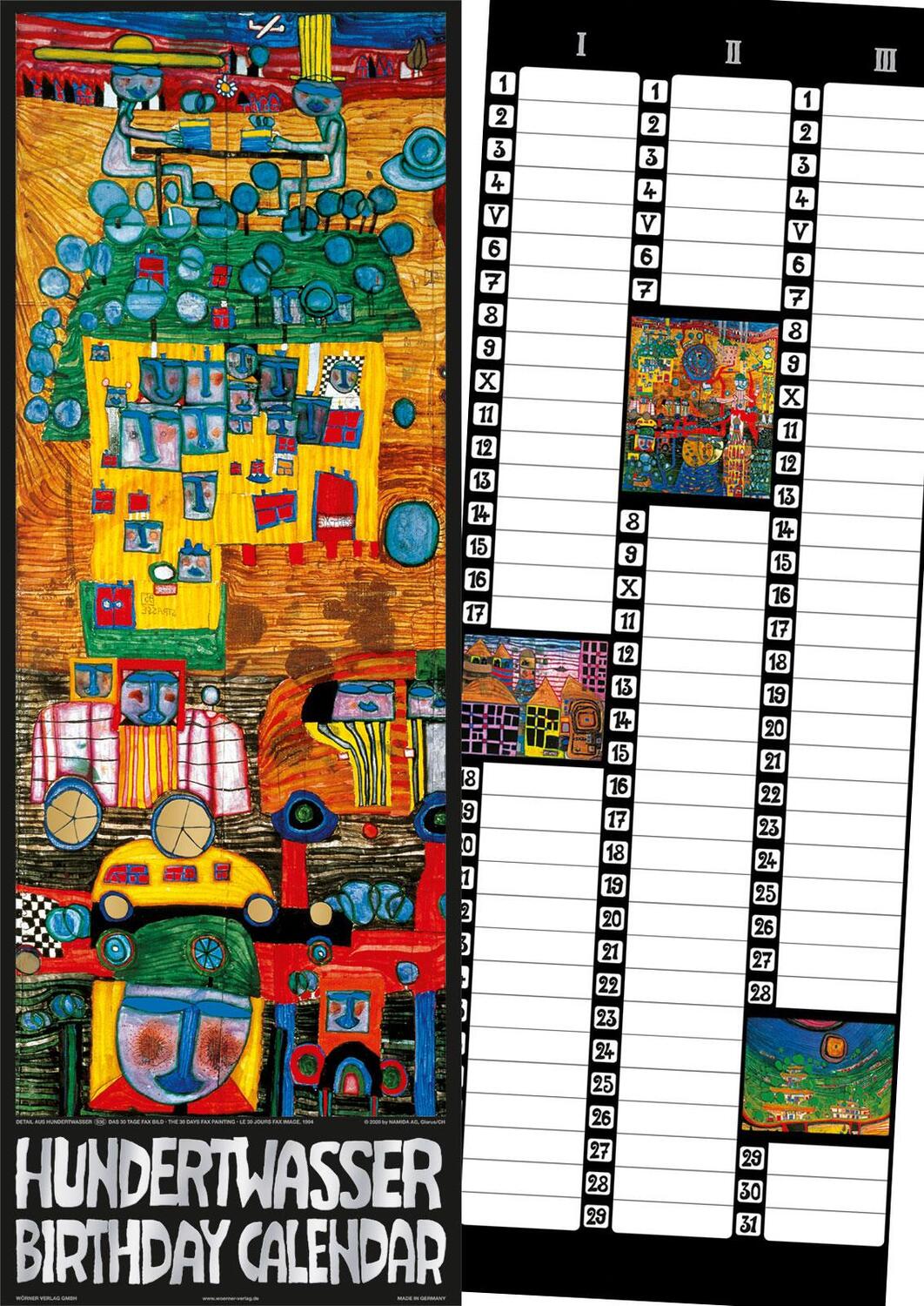 Cover: 9783946177012 | Hundertwasser Birthday Calendar | Kalender | Spiralbindung | 5 S.