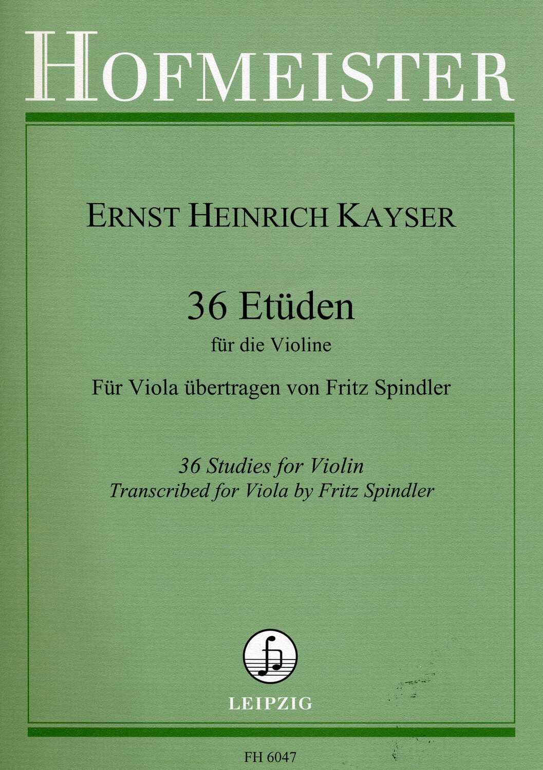 Cover: 9790203460473 | 36 Etüden für die Violine | Dt/engl - Noten | Ernst H Kayser | 53 S.