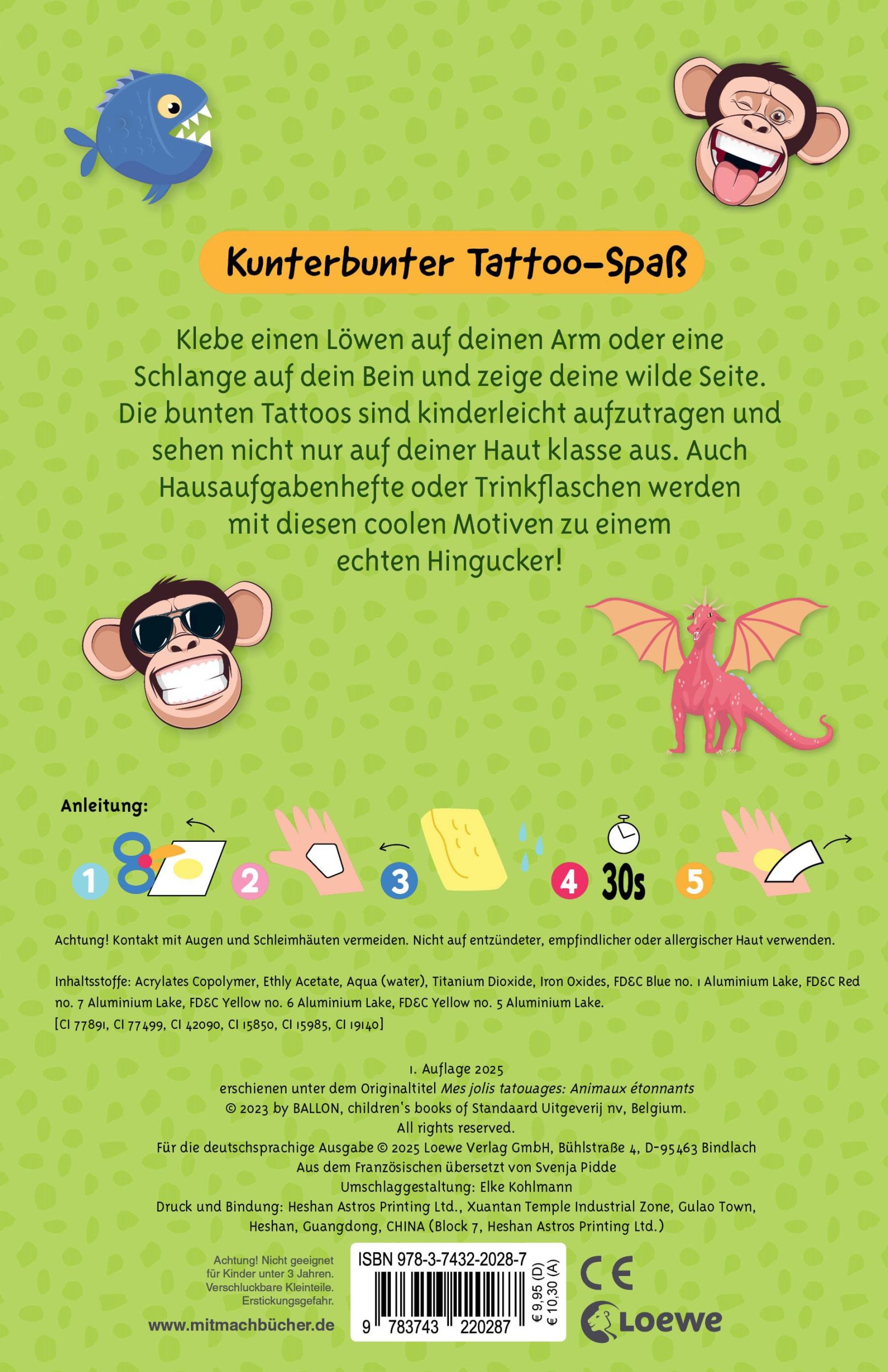 Rückseite: 9783743220287 | Meine schönsten Kindertattoos - Wilde Tiere | Svenja Pidde | Buch