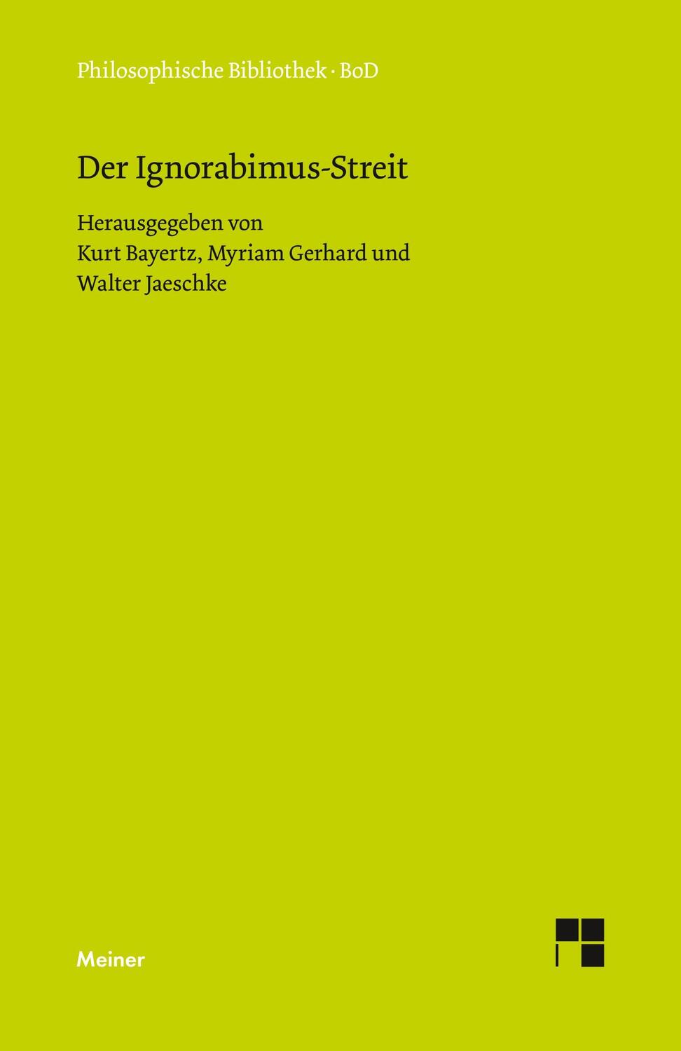 Cover: 9783787321582 | Der Ignorabimus-Streit | Walter Jaeschke (u. a.) | Buch | 336 S.