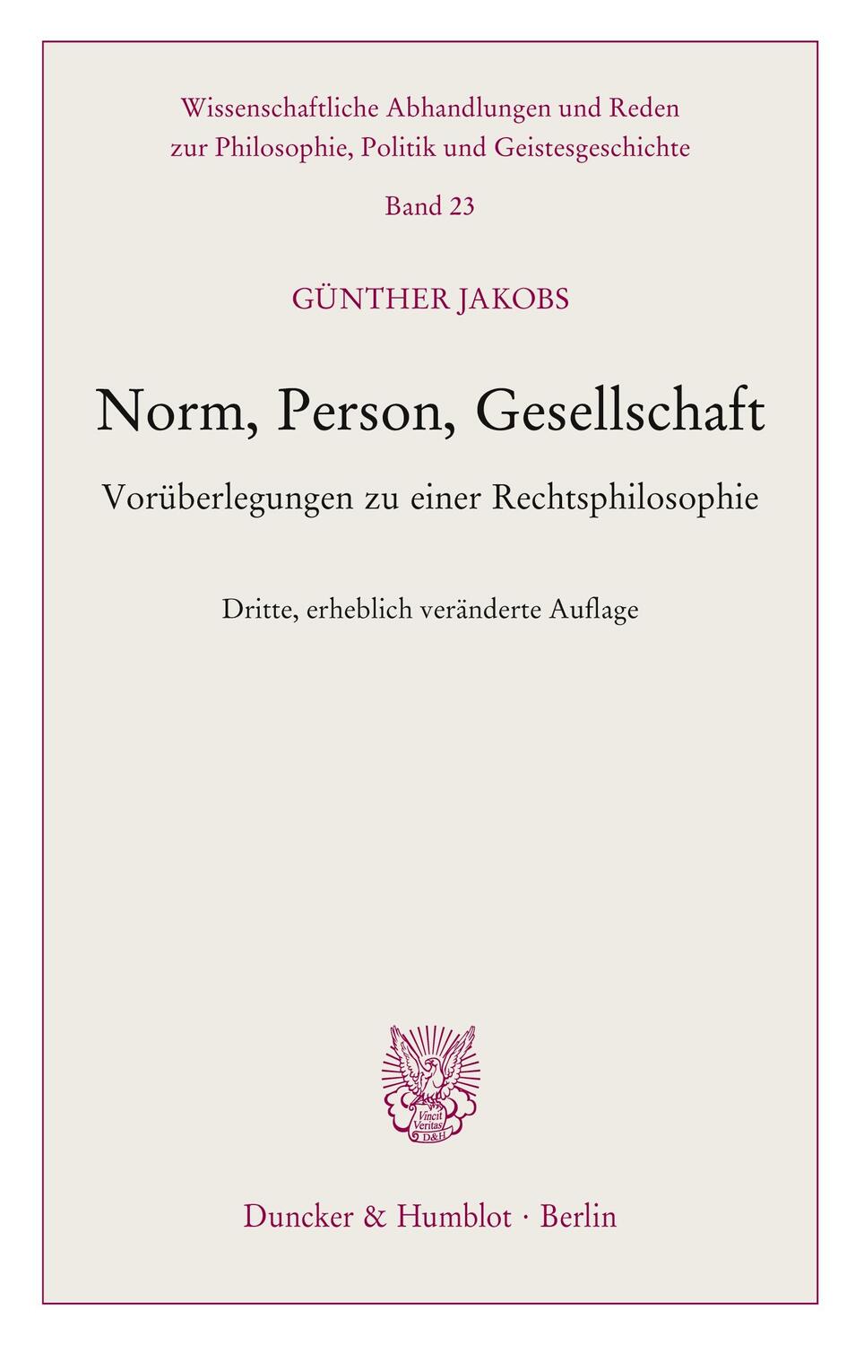 Cover: 9783428126750 | Norm, Person, Gesellschaft. | Günther Jakobs | Taschenbuch