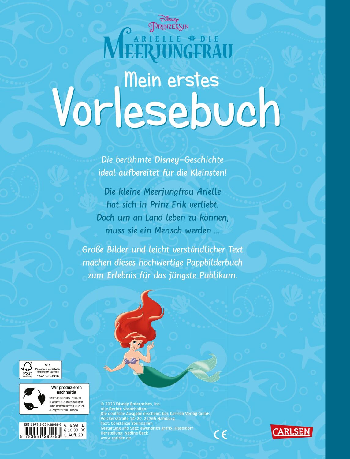 Rückseite: 9783551280893 | Disney: Arielle, die kleine Meerjungfrau - Mein erstes Vorlesebuch