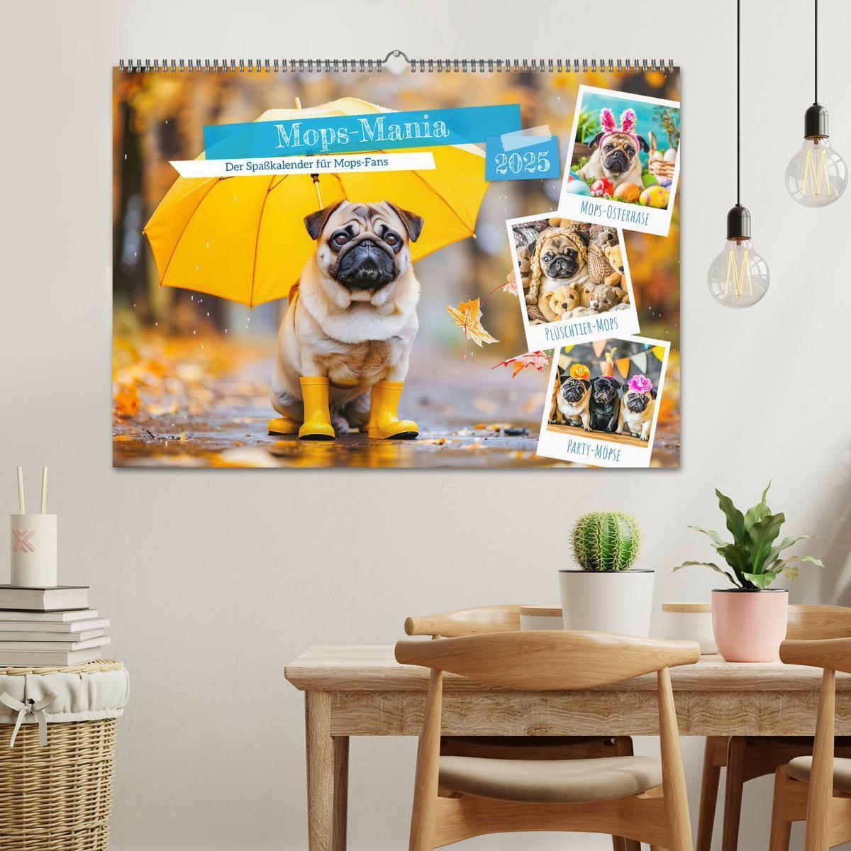 Bild: 9783457171387 | Mops-Mania - Der Spaßkalender für Mops-Fans (Wandkalender 2025 DIN...