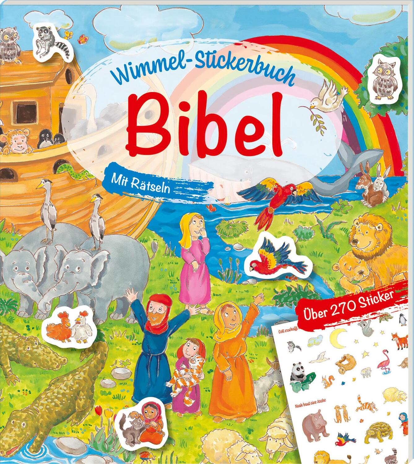 Cover: 9783438045515 | Wimmel-Stickerbuch Bibel | Mit Rätseln | Melissa Schirmer | Buch