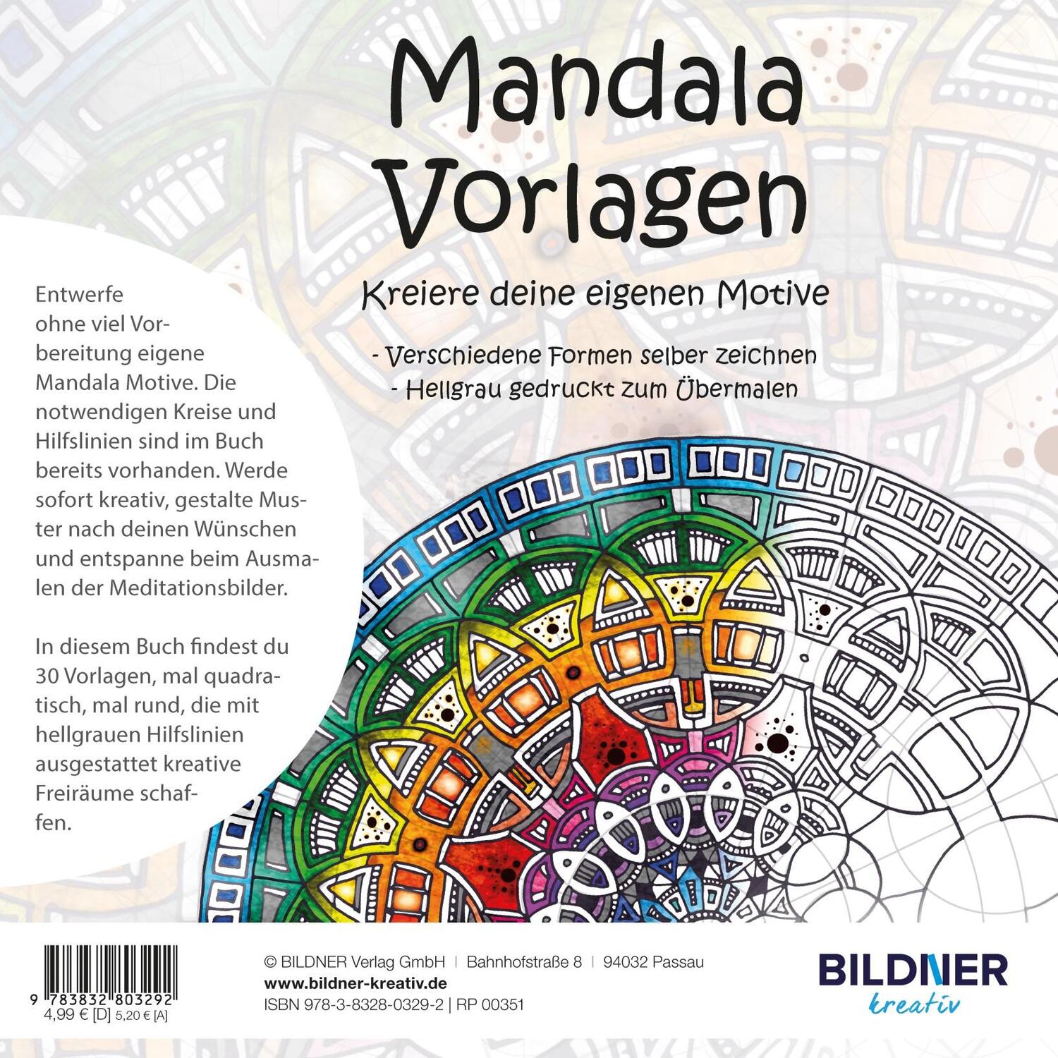 Rückseite: 9783832803292 | Mandala Vorlagen - kreiere deine eigenen Motive | Taschenbuch | 2018