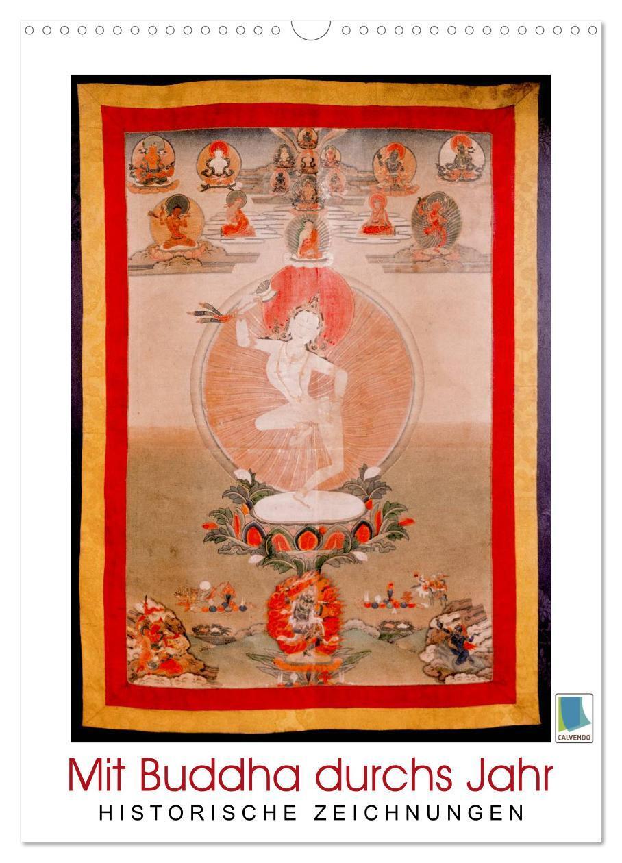 Cover: 9783383400735 | Mit Buddha durchs Jahr: historische Zeichnungen (Wandkalender 2024...