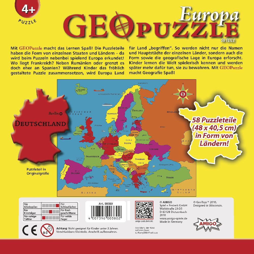 Bild: 4007396003802 | GeoPuzzle - Europa | Spiel | Karton | 00380 | Deutsch | 2010