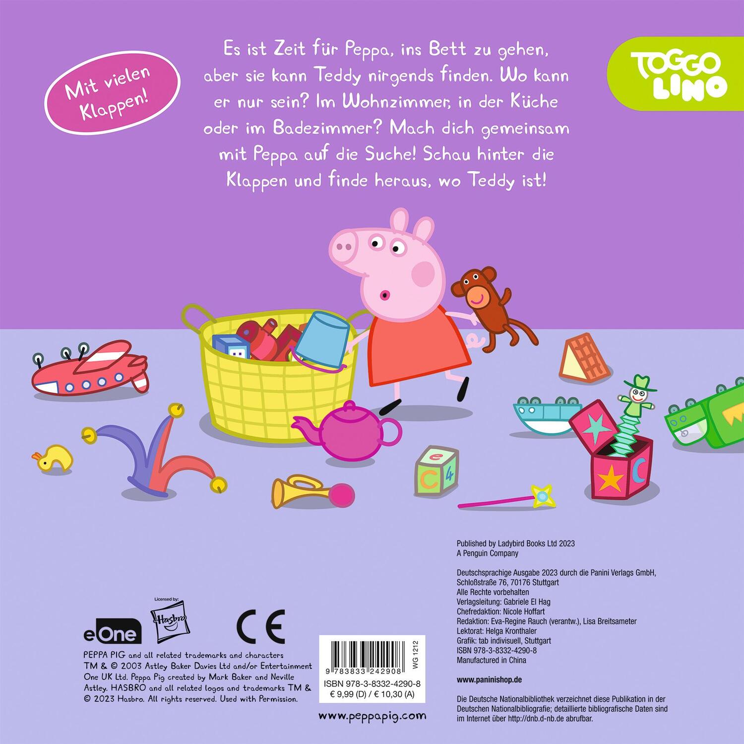 Rückseite: 9783833242908 | Peppa Pig: Wo ist Peppas Teddy? Mein Gutenacht-Klappenbuch | Buch