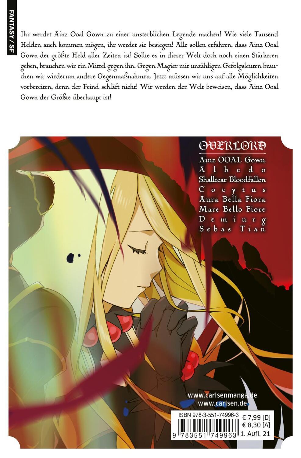 Rückseite: 9783551749963 | Overlord 13 | Der Isekai-Manga zum Animehit! | Hugin Miyama (u. a.)