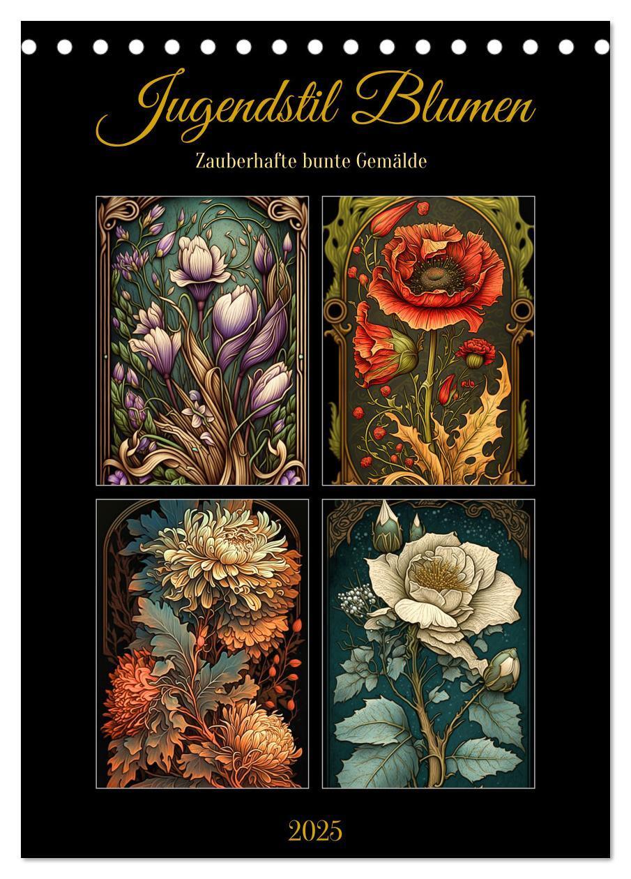 Cover: 9783435874323 | Jugendstil Blumen (Tischkalender 2025 DIN A5 hoch), CALVENDO...