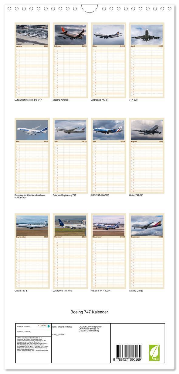 Bild: 9783457090169 | Familienplaner 2025 - Boeing 747 Kalender mit 5 Spalten...