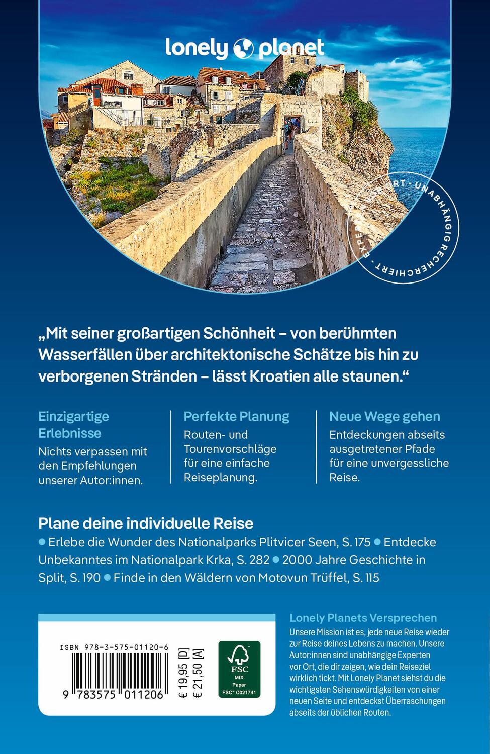 Rückseite: 9783575011206 | LONELY PLANET Reiseführer Kroatien | Lucie Grace (u. a.) | Taschenbuch