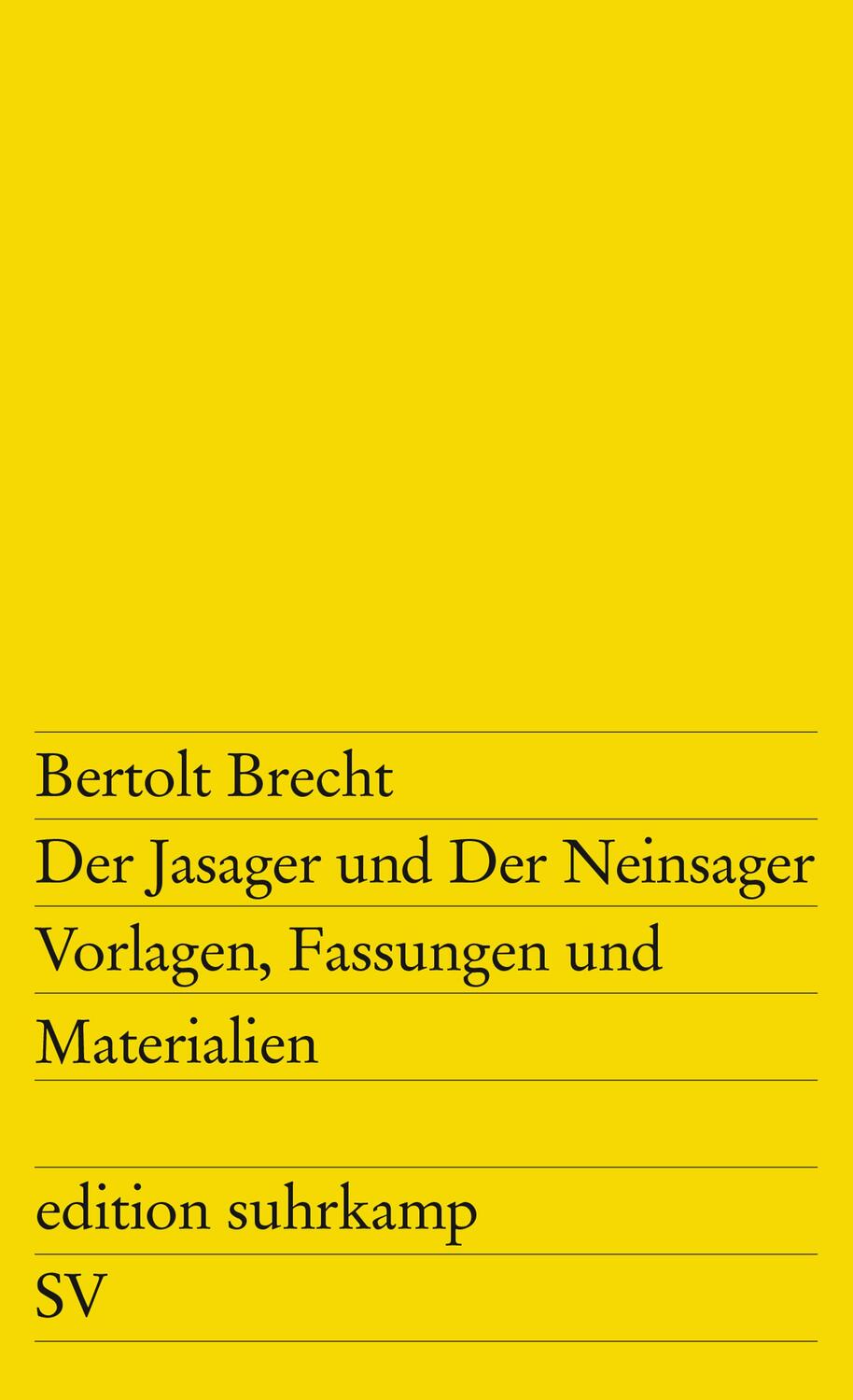 Cover: 9783518101711 | Der Jasager und Der Neinsager | Vorlagen, Fassungen, Materialien