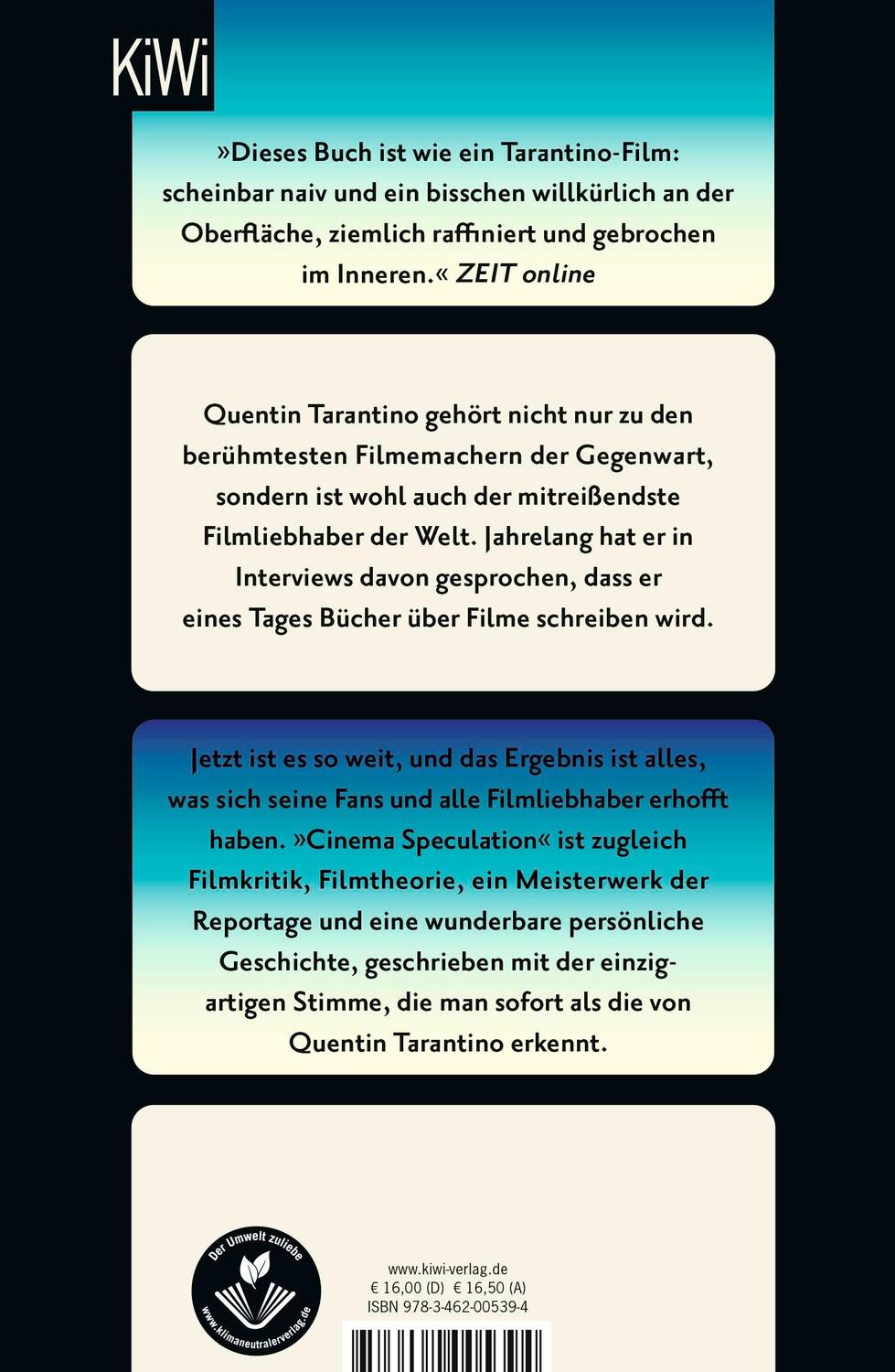 Rückseite: 9783462005394 | Cinema Speculation | Quentin Tarantino | Taschenbuch | 400 S. | 2023