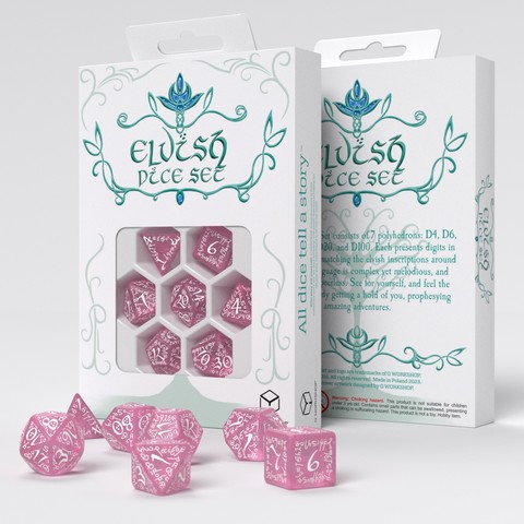 Cover: 5907699496907 | Elvish Shimmering pink &amp; White Dice Set | Q-workshop