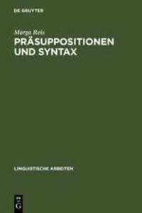 Cover: 9783484102774 | Präsuppositionen und Syntax | Marga Reis | Buch | ISSN | Deutsch