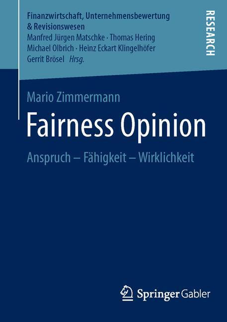Cover: 9783658121624 | Fairness Opinion | Anspruch ¿ Fähigkeit ¿ Wirklichkeit | Zimmermann