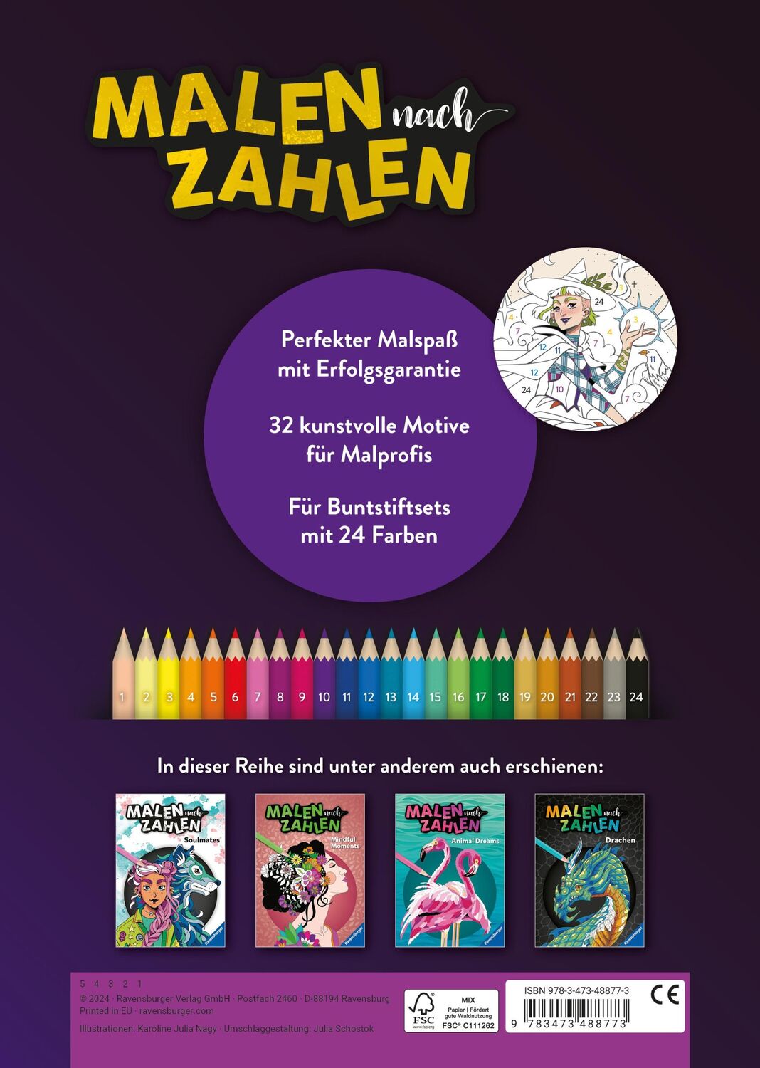 Rückseite: 9783473488773 | Ravensburger Malen nach Zahlen Hexen-Power - 32 Motive abgestimmt...