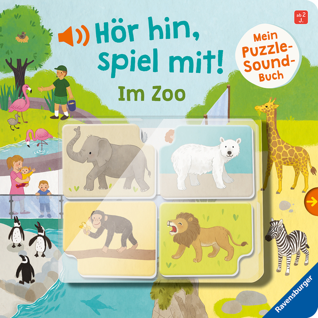 Cover: 9783473410453 | Hör hin, spiel mit! Mein Puzzle-Soundbuch: Im Zoo | Sandra Grimm