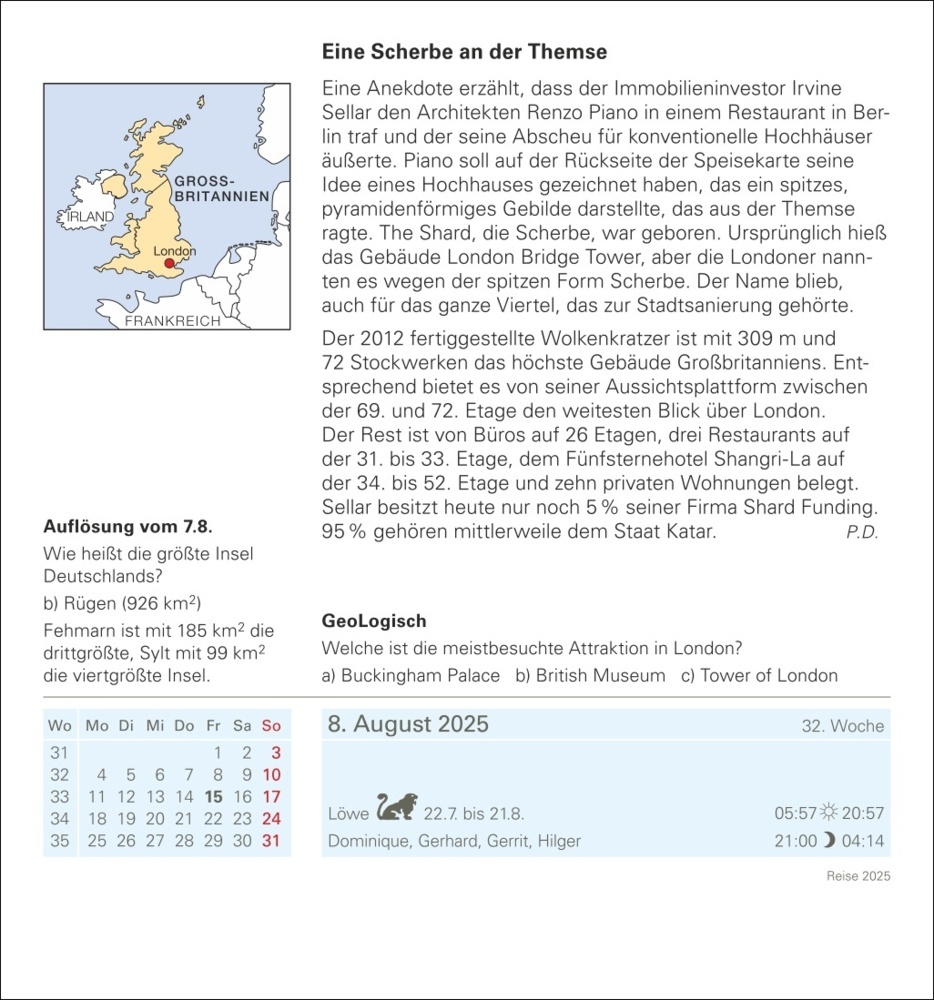 Bild: 9783840033315 | Reise Tagesabreißkalender 2025 - Kulturkalender - Städte, Menschen,...