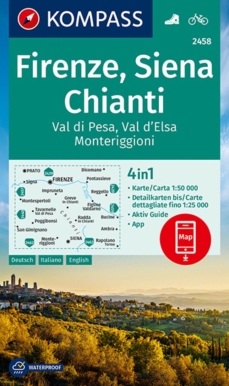 Cover: 9783990448861 | KOMPASS Wanderkarte 2458 Firenze, Siena, Chianti, Val di Pesa, Val...