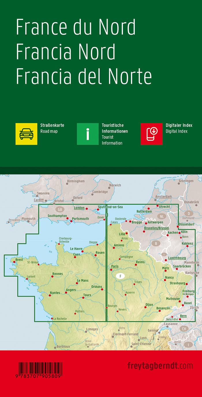 Rückseite: 9783707905809 | Frankreich Nord / France Nord 1 : 500 000. Autokarte, Straßenkarte