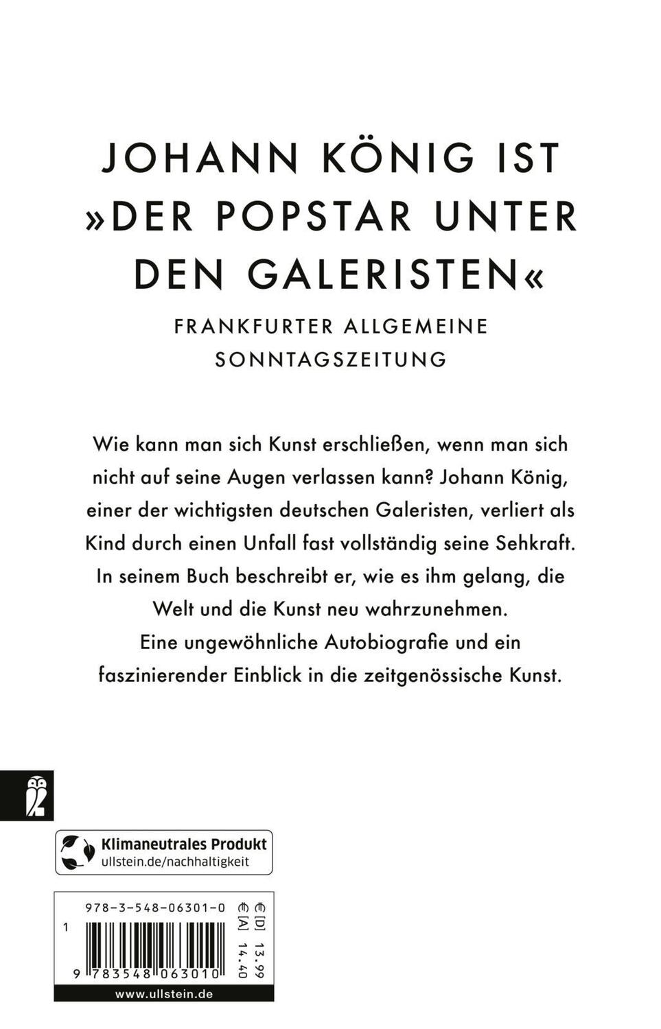 Rückseite: 9783548063010 | Blinder Galerist | Johann König (u. a.) | Taschenbuch | 176 S. | 2022