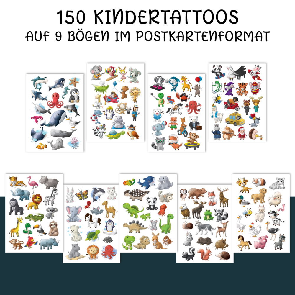 Bild: 4270003448222 | 150 hautfreundliche Kindertattoos - Thema: Tierischer Spaß - 9...