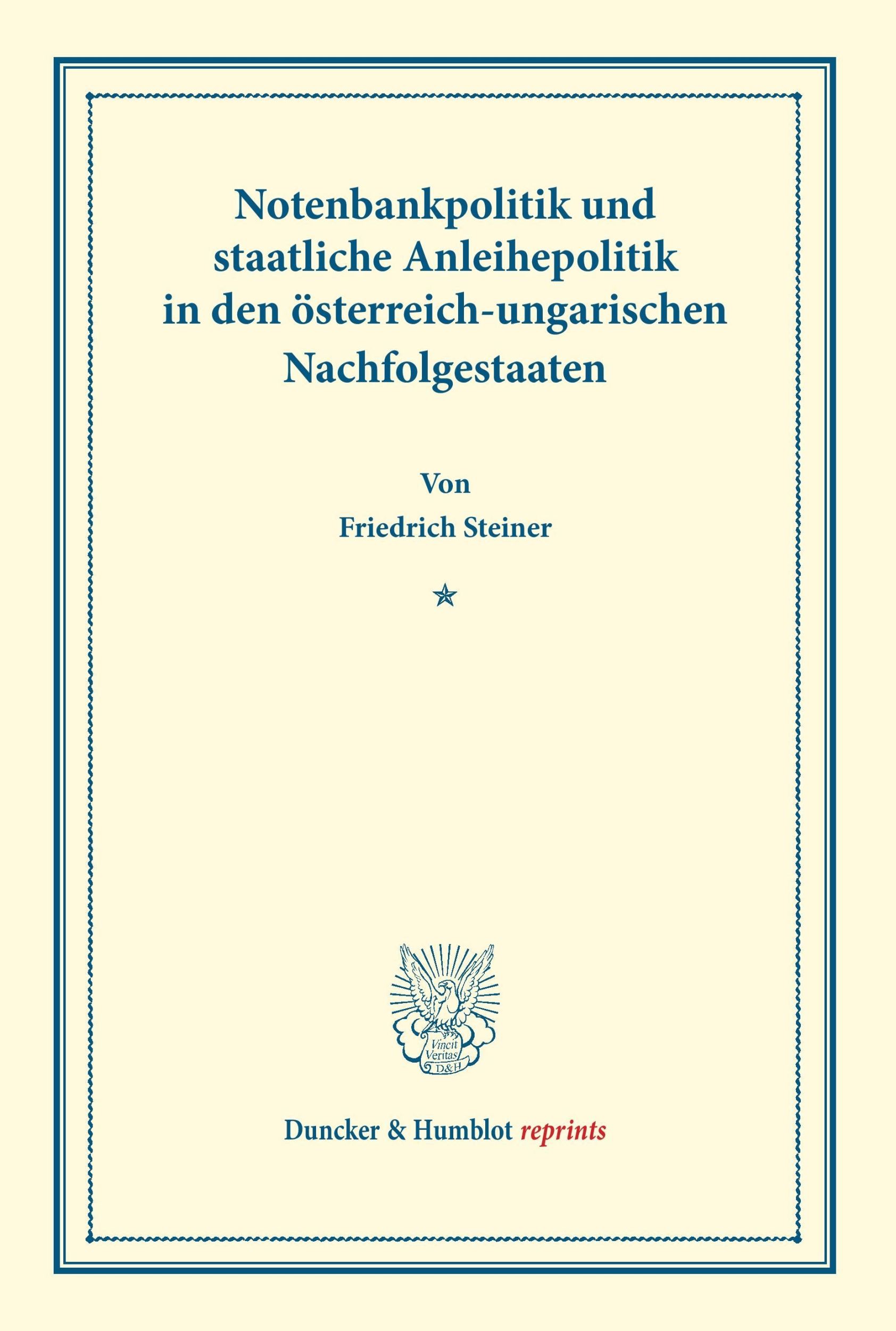 Cover: 9783428174928 | Notenbankpolitik und staatliche Anleihepolitik in den...