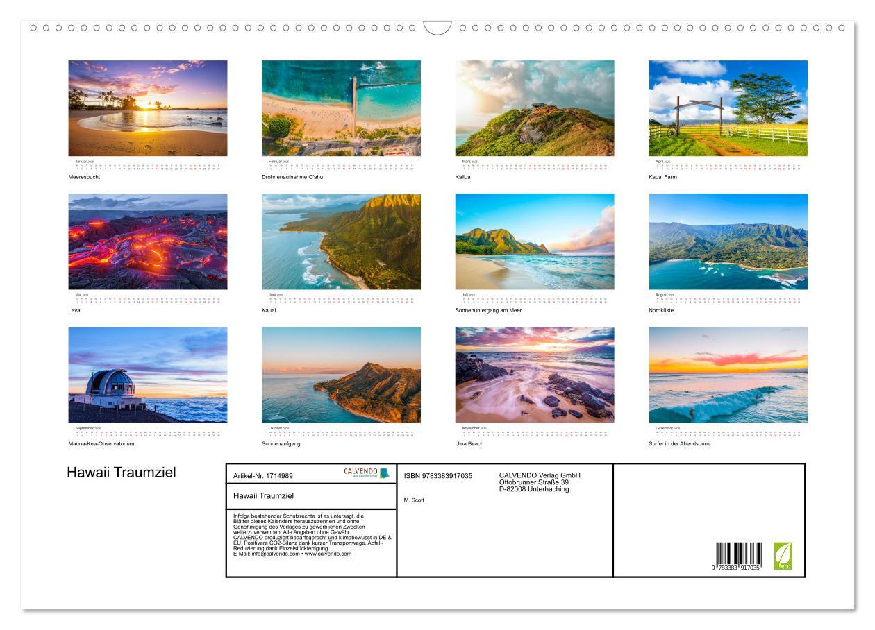 Bild: 9783383917035 | Hawaii Traumziel (Wandkalender 2025 DIN A2 quer), CALVENDO...