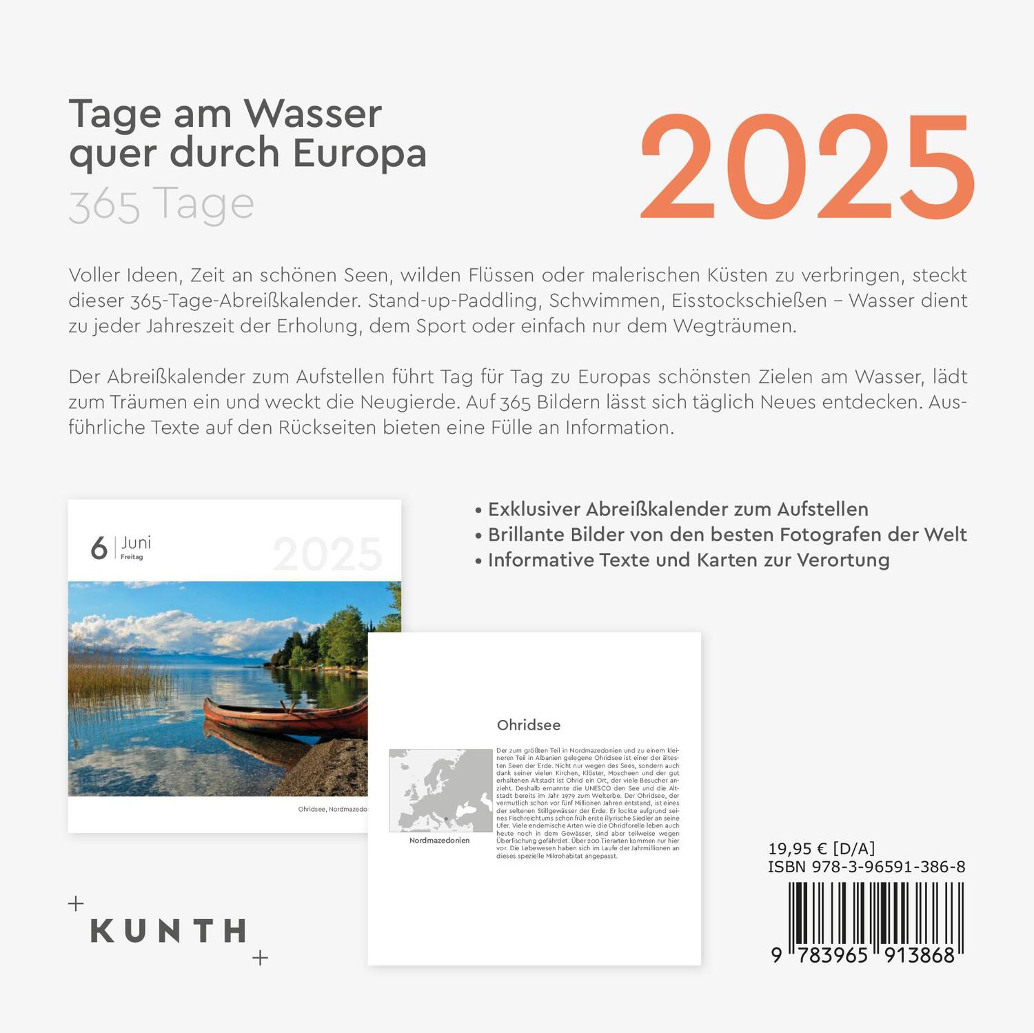 Rückseite: 9783965913868 | Tage am Wasser quer durch Europa - KUNTH 365-Tage-Abreißkalender 2025