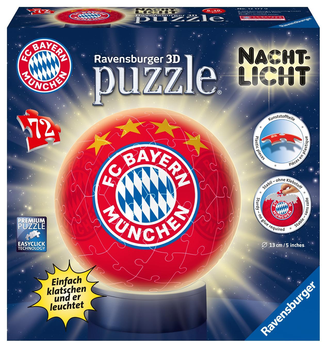 Cover: 4005556121779 | Nachtlicht FC Bayern München 3D Puzzle-Ball 72 Teile | Spiel | Deutsch