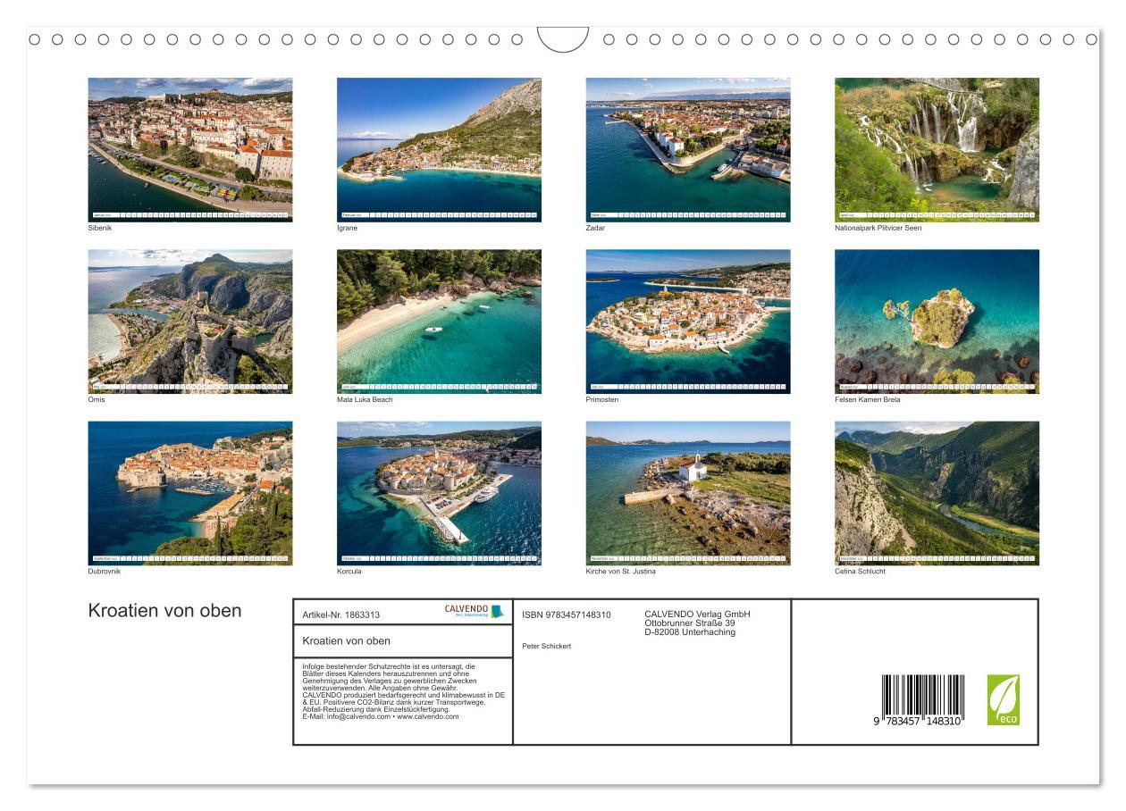 Bild: 9783457148310 | Kroatien von oben (Wandkalender 2025 DIN A3 quer), CALVENDO...