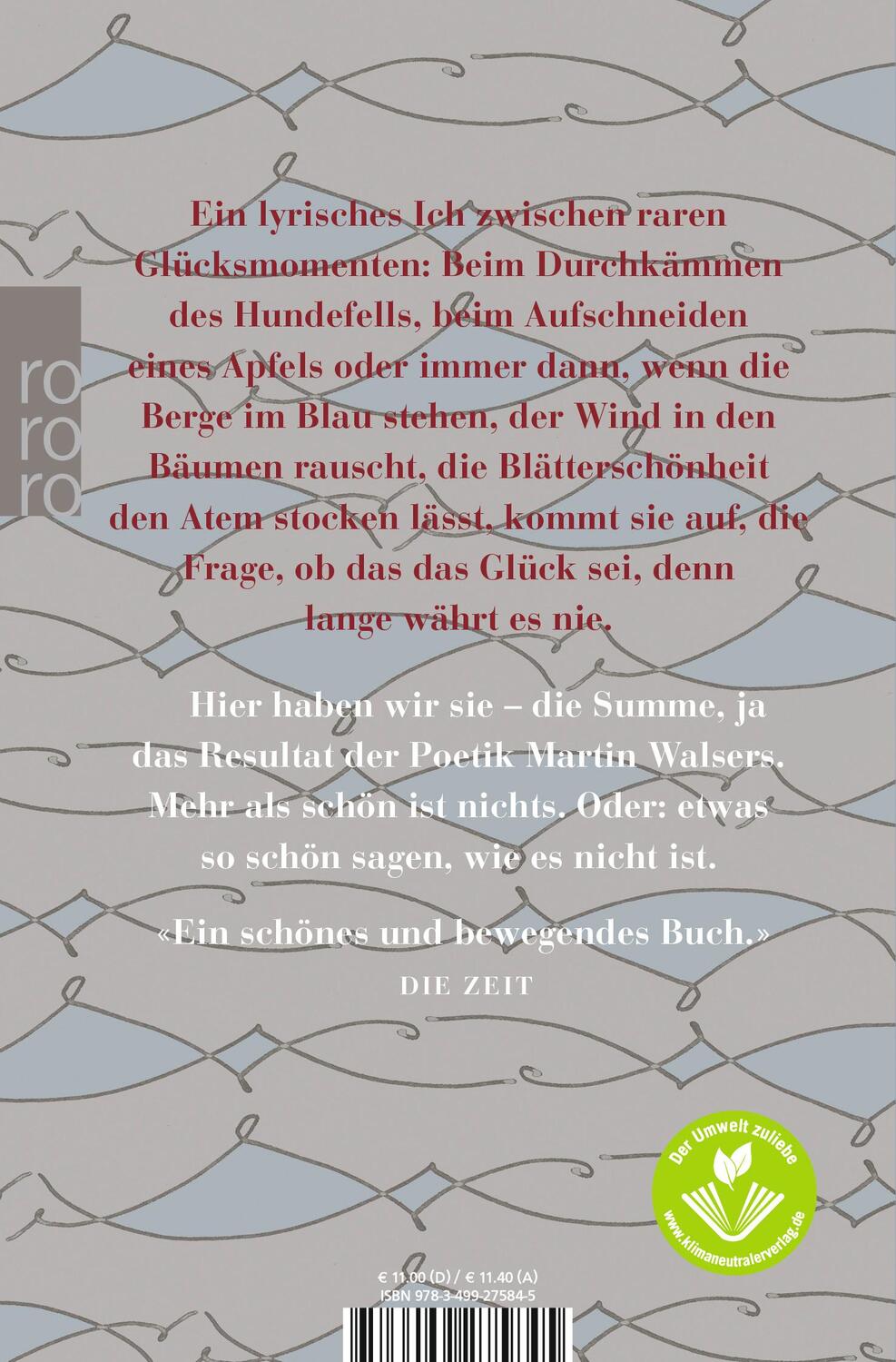 Rückseite: 9783499275845 | Spätdienst | Bekenntnis und Stimmung | Martin Walser | Taschenbuch
