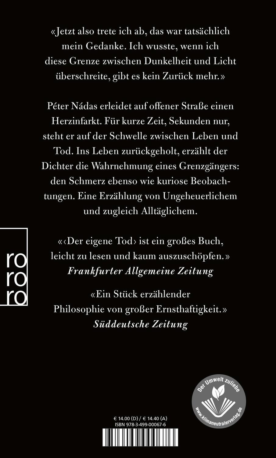 Rückseite: 9783499000676 | Der eigene Tod | Péter Nádas | Taschenbuch | Deutsch | 2020