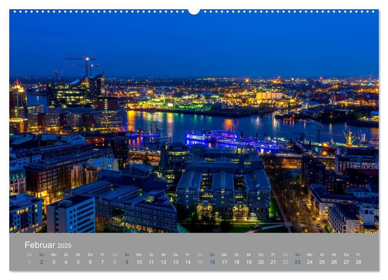 Bild: 9783435662036 | Hamburger Hafen - Im Zauber der Nacht (Wandkalender 2025 DIN A2...