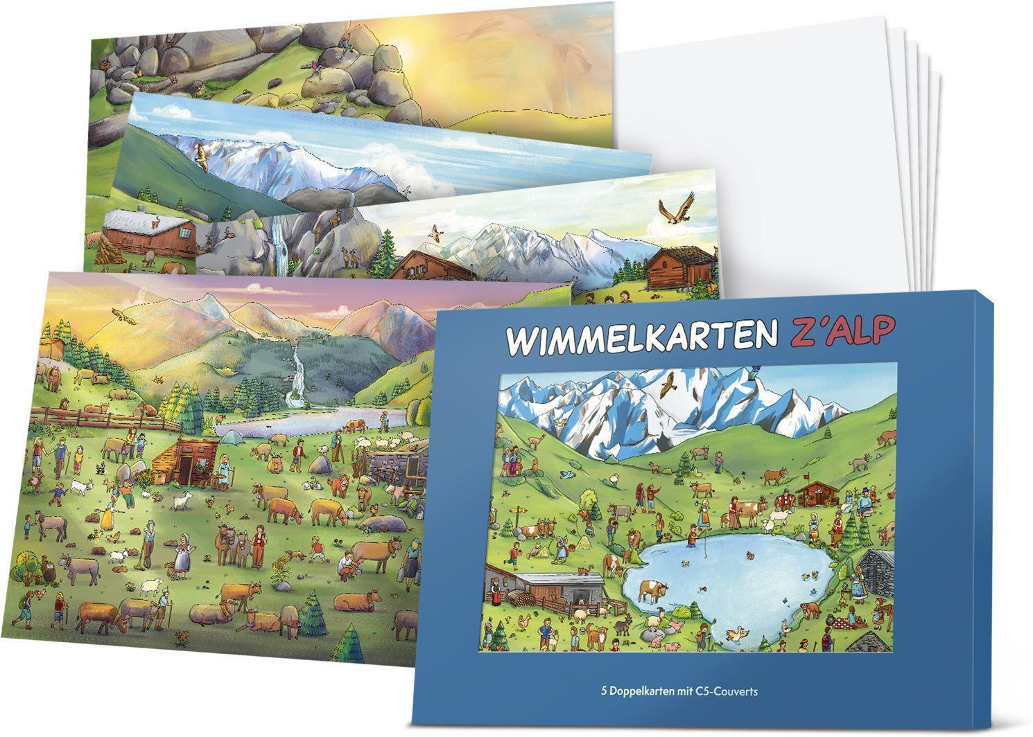 Cover: 9783038185277 | Wimmelkarten z'Alp | Celine Geser | Taschenbuch | Deutsch | 2023