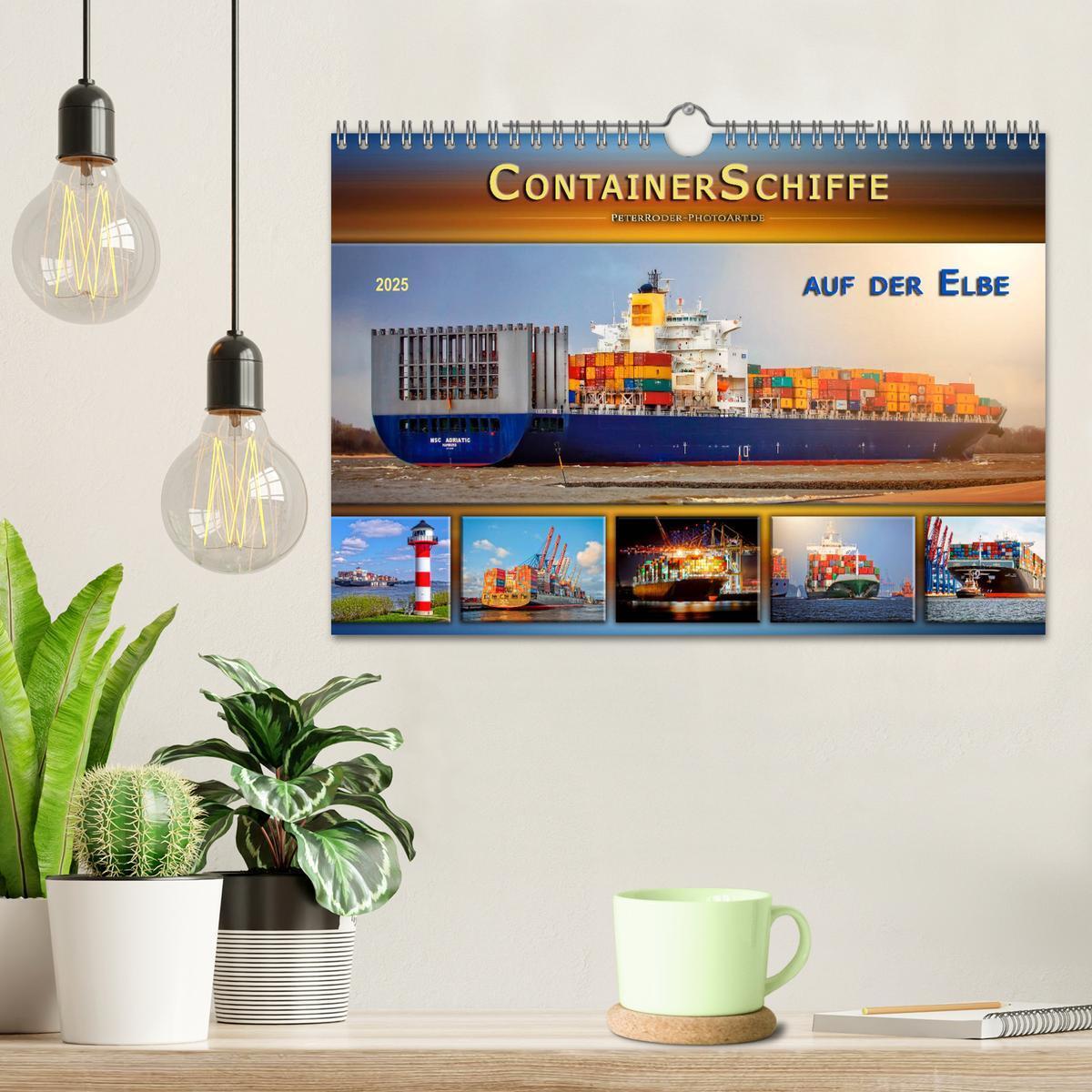 Bild: 9783435383603 | Containerschiffe auf der Elbe (Wandkalender 2025 DIN A4 quer),...