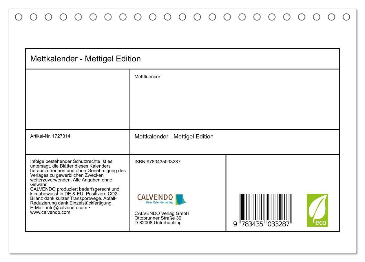 Bild: 9783435033287 | Mettkalender - Mettigel Edition (Tischkalender 2025 DIN A5 quer),...