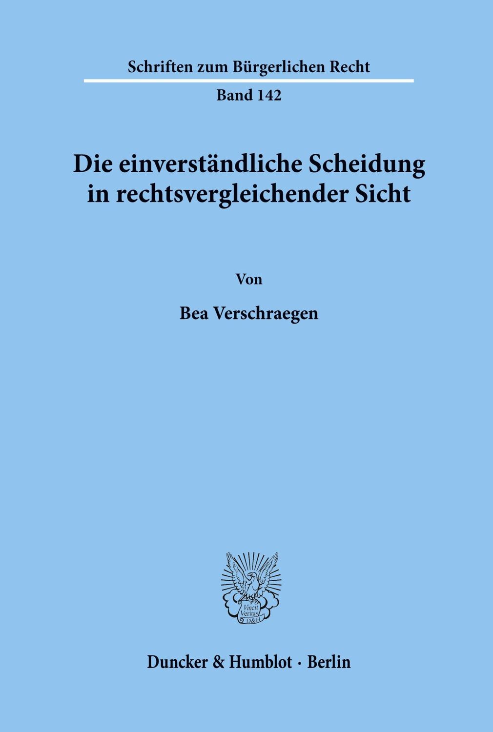 Cover: 9783428071630 | Die einverständliche Scheidung in rechtsvergleichender Sicht. | Buch