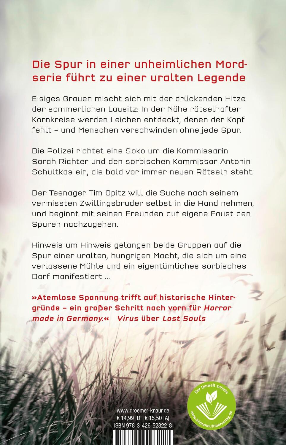 Rückseite: 9783426528228 | Whispering Fields - Blutige Ernte | Thomas Finn | Taschenbuch | 480 S.