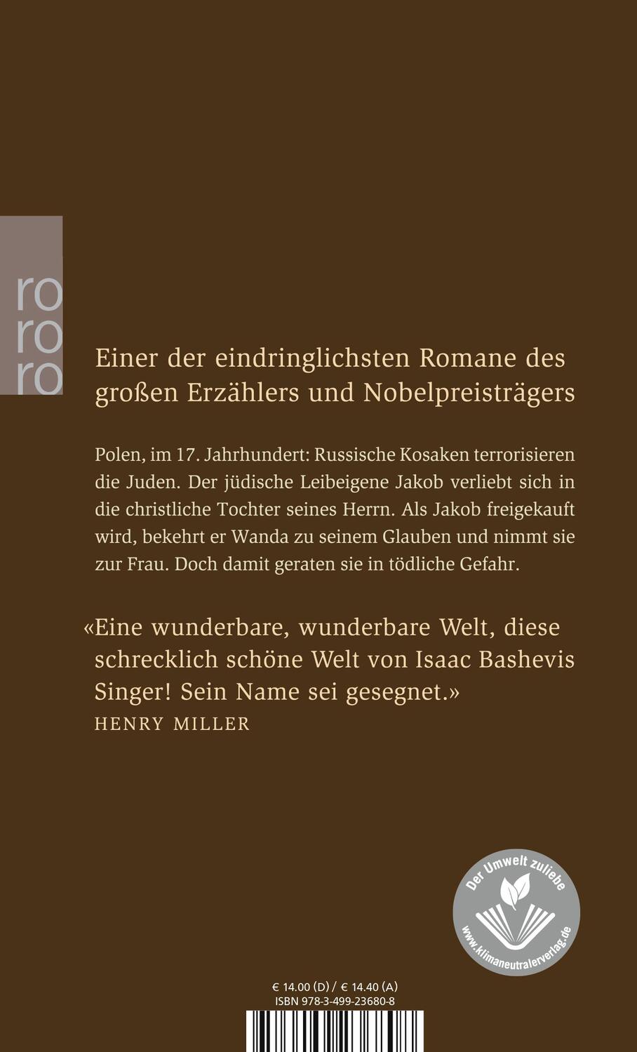 Rückseite: 9783499236808 | Jakob der Knecht | Isaac Bashevis Singer | Taschenbuch | Deutsch