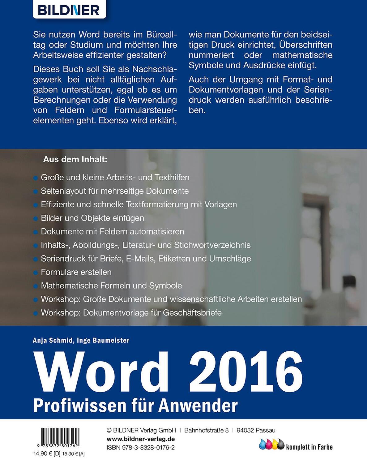 Rückseite: 9783832801762 | Word 2016 Profiwissen für Anwender | Anja Schmid (u. a.) | Taschenbuch