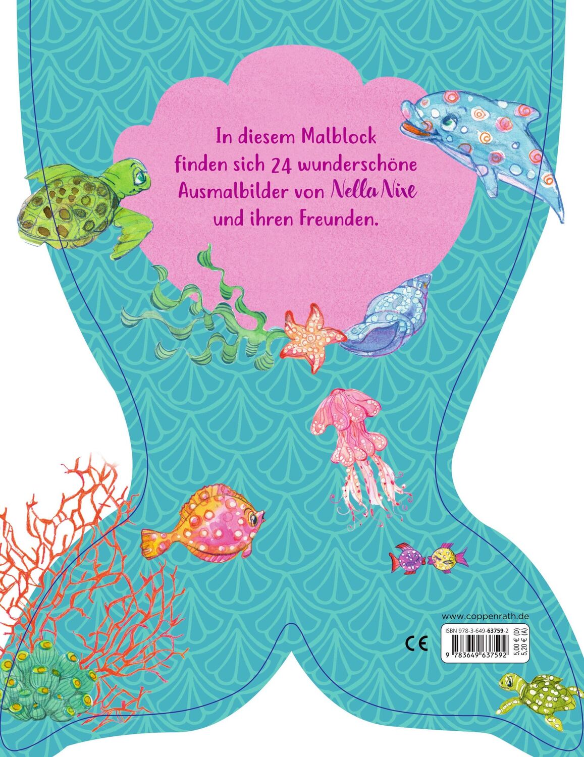 Rückseite: 9783649637592 | Nella Nixe: Meereszauber-Malblock | Monika Finsterbusch | Taschenbuch